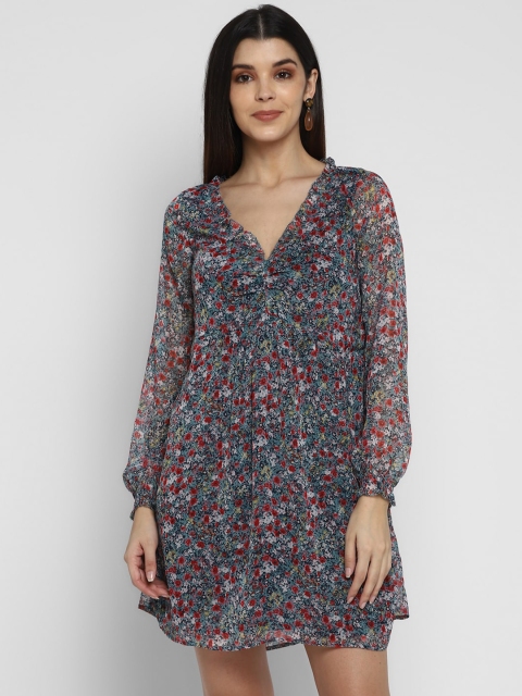 

Aditi Wasan Women Blue & Red Floral Print A-Line Dress