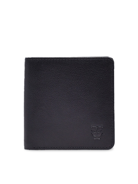 

TRENDERS Men Black Solid Leather Two Fold Wallet