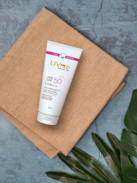 

UVMED Pack of 2 Tinted Sunscreen Gel SPF 50 UVA - 50 ml each, Cream