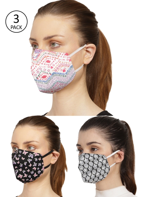 

Anekaant Women Pack of 3 3-Ply Reusable Fabric Mask, Multi