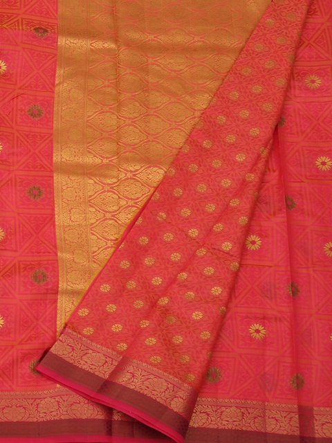 

Pothys Pink Printed Jute Silk Saree