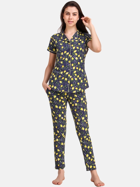 

Masha Women Blue & Blue Printed Night suit