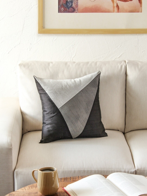

House This Black & Grey Single Colourblocked Square Cushion Covers