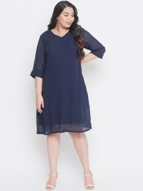 

Amydus Women Navy Blue Solid A-Line Dress
