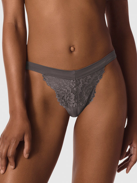 

La Senza Women Grey Lace Sexy Obsession Bikini Briefs 11161674-57A6