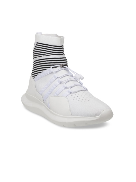 

Carlton London sports Men White Striped Mesh Memory Foam High-Top Sneakers