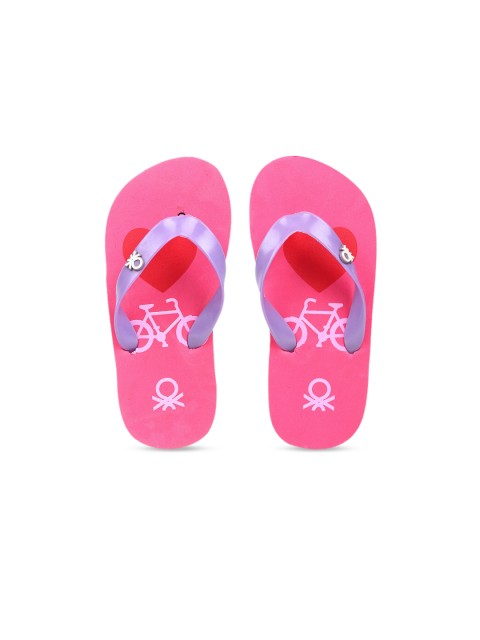 

United Colors of Benetton Unisex Kids Purple & Pink Printed Thong Flip-Flops