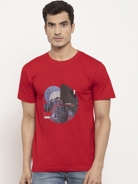 

Hue Men Men Red Printed Round Neck T-shirt