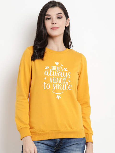 

The Vanca Women Mustard Yellow Printed Sweatshirt