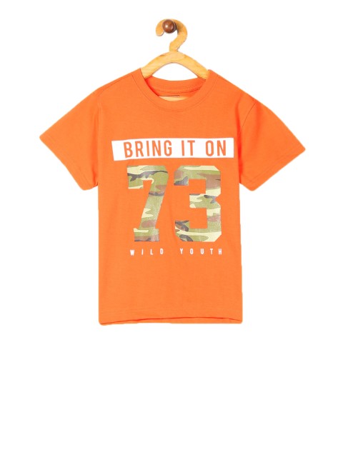 

Cherokee Boys Orange Printed Round Neck T-shirt
