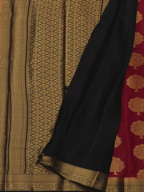 

Pothys Maroon & Gold-Toned Poly Georgette Printed Saree