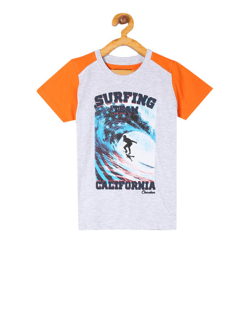 

Cherokee Boys Grey Printed Round Neck T-shirt