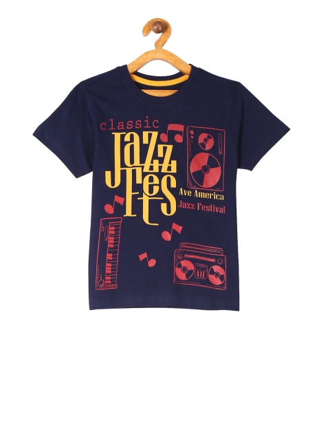 

Cherokee Boys Navy Blue & Pink Printed Round Neck T-shirt