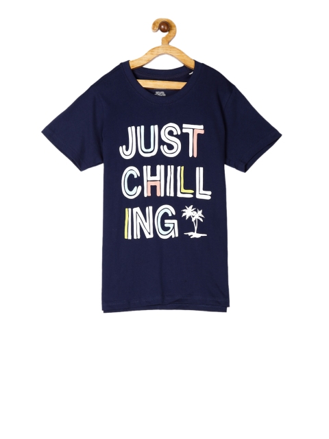 

Cherokee Boys Navy Blue Printed Round Neck T-shirt
