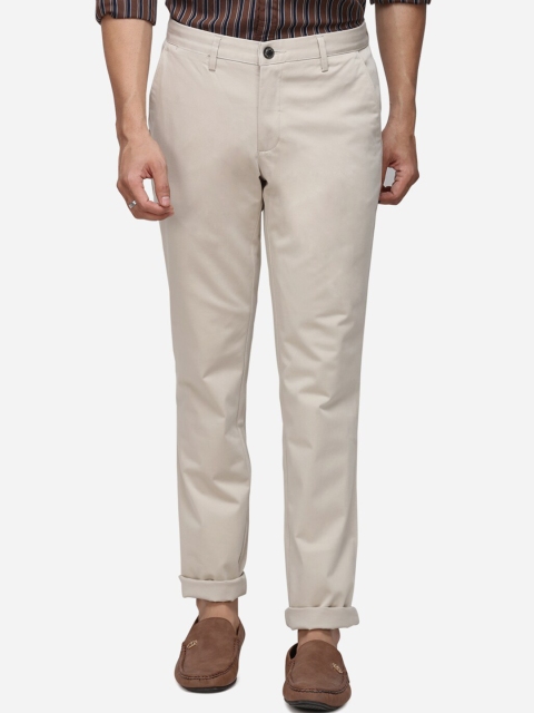 

JADE BLUE Men Beige Regular Fit Solid Regular Trousers