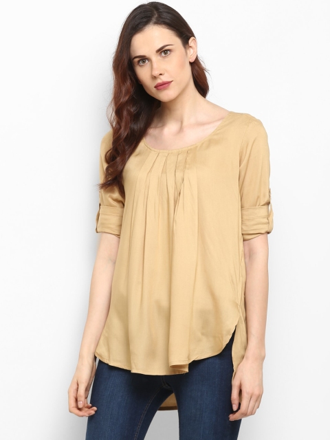 

Hapuka Women Beige Solid High-Low Top