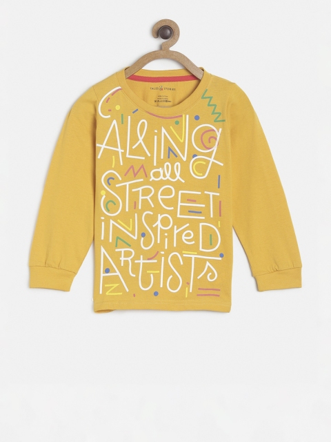 

TALES & STORIES Boys Yellow Printed Round Neck T-shirt