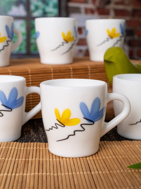 Laopala White & Blue Miranda 6-Pieces Opalware Mug Set