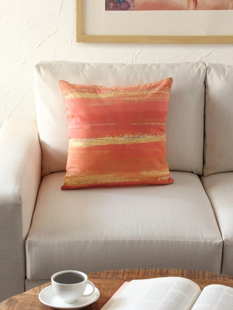 House This Orange Single Striped Square Cushion Covers