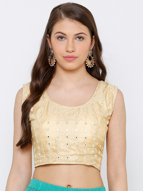

Salwar Studio Women Gold Toned Readymade Saree Blouse