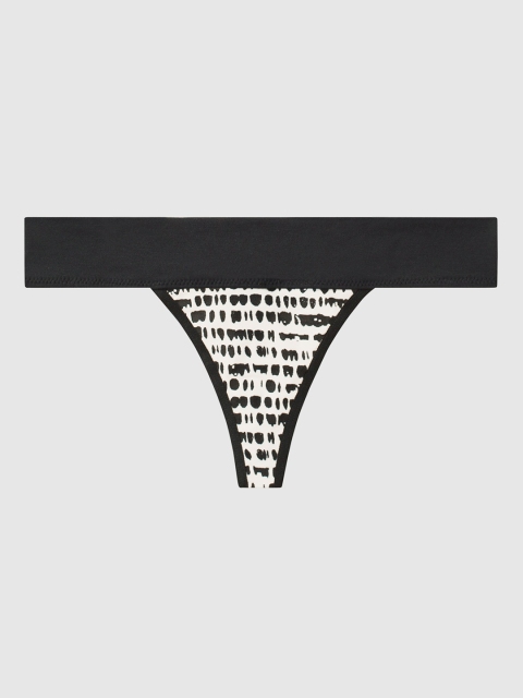La Senza Women Black & White Printed Remix Ultrasoft Thongs 11125658-4GA1