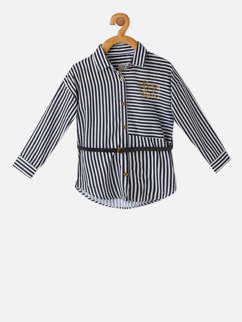 

VITAMINS Girls White Striped Shirt Style Top