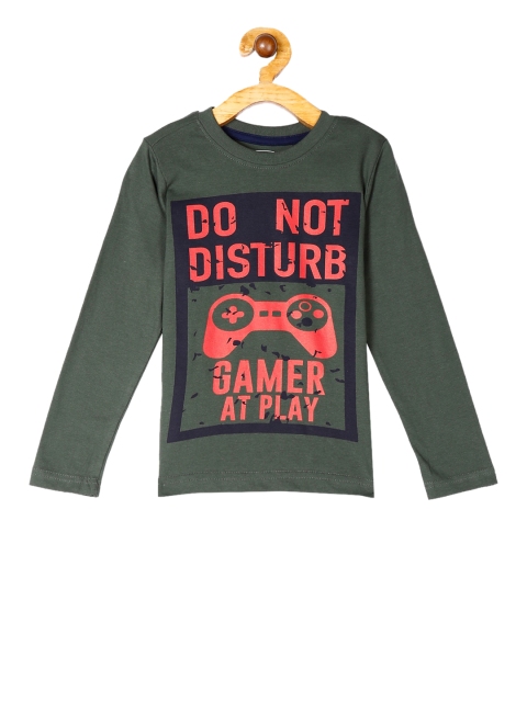 

Cherokee Boys Olive Green Printed Round Neck T-shirt