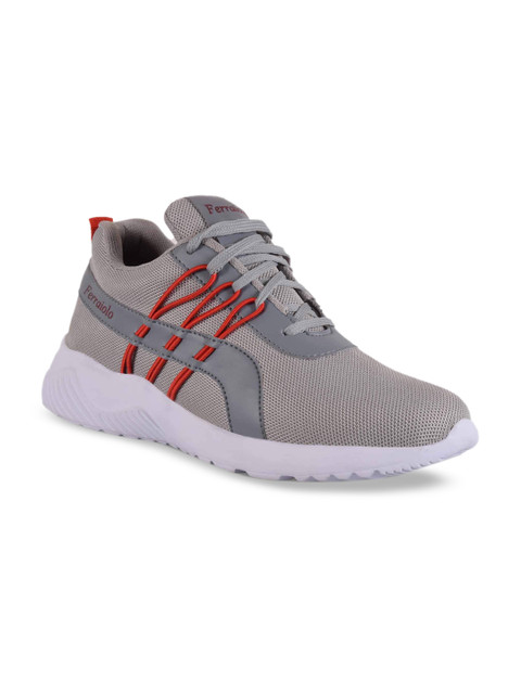 

Ferraiolo Men Grey Woven Design Mesh Mid-Top Sneakers