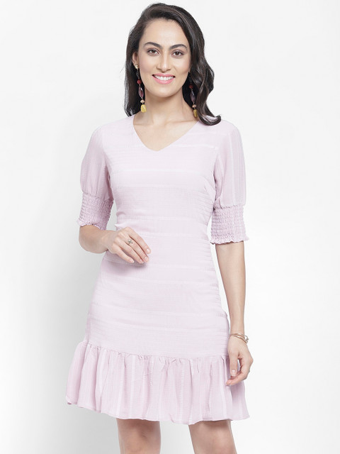 

NIXX Women Lavender Solid Fit and Flare Dress