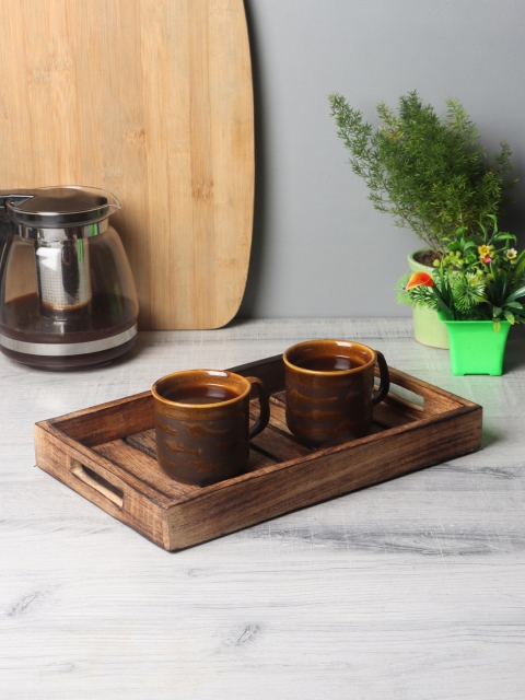 

CDI Brown 7 Pcs Solid Ceramic Cup & Tray Set