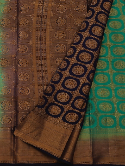 

Pothys Green & Black Jute Silk Woven Design Saree