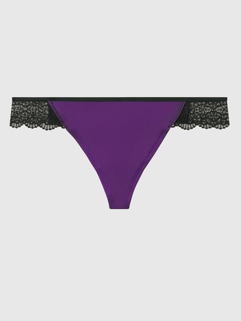 

La Senza Women Purple & Black Solid Lace Remix Ultrasoft Thongs 11151724-04BR