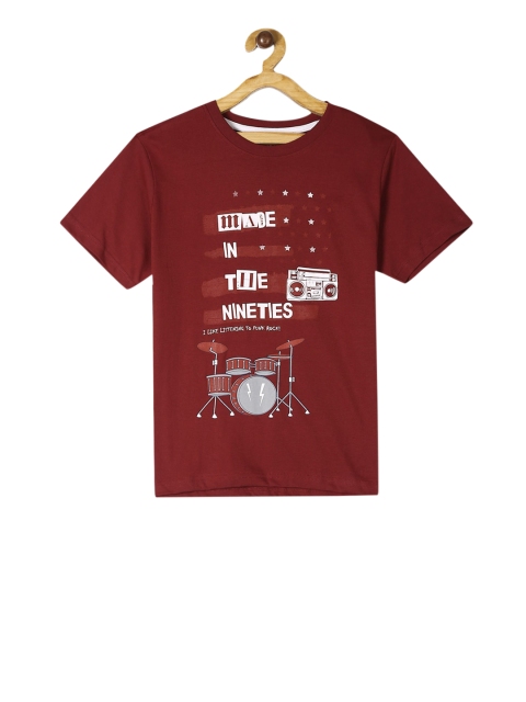 

Cherokee Boys Maroon Printed Round Neck T-shirt