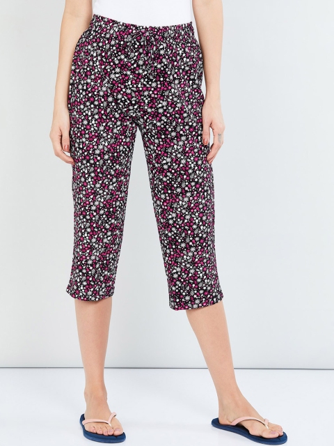 

max Women Black & Pink Printed Lounge Capris