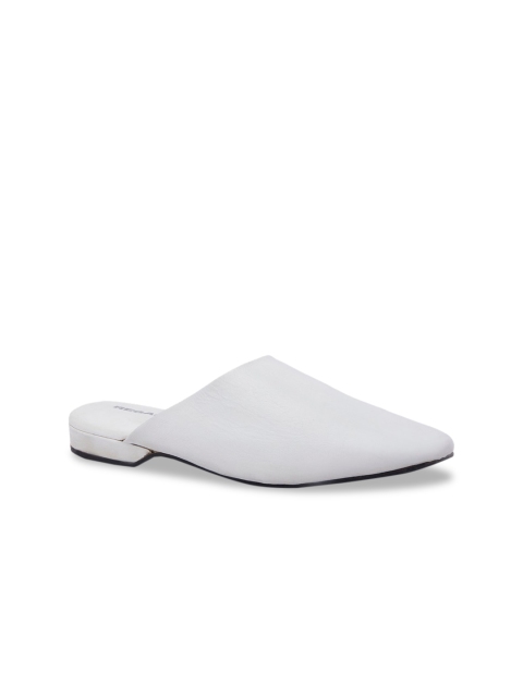 

Regal Men White Solid Leather Mules