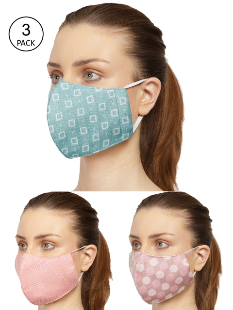

Anekaant Women Pack of 3 Multicolor 3-Ply Printed Cloth Mask, Multi