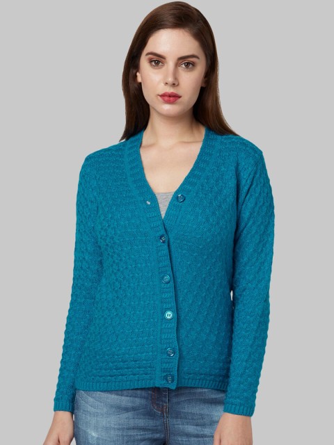 

Park Avenue Woman Blue Self Design Cardigan Sweater