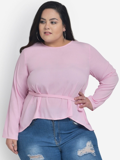 

Martini Women Pink Solid Cinched Waist Top