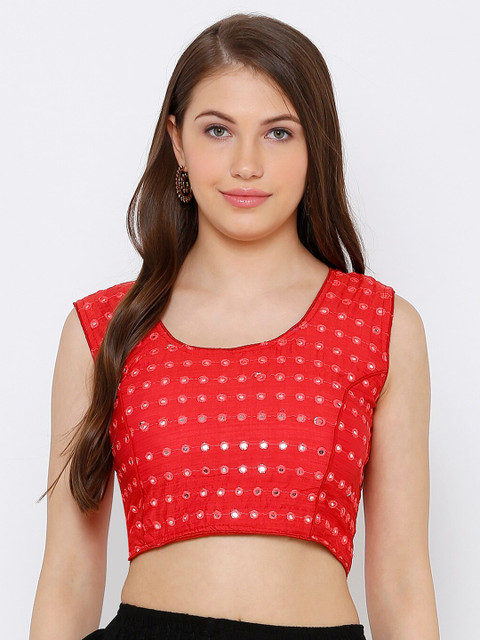 

SALWAR STUDIO Women Red Embroidered Readymade Saree Blouse