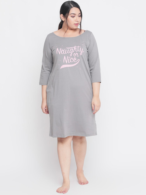 

Amydus Grey & Pink Printed Nightdress