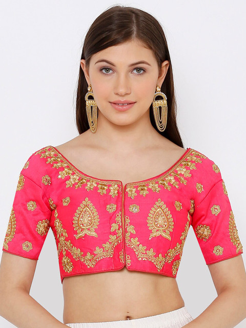 

SALWAR STUDIO Women Pink Embroidered Readymade Saree Blouse