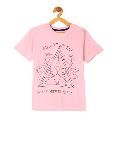 

Cherokee Boys Pink & Blue Printed Round Neck T-shirt