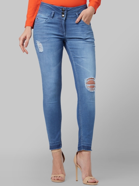 

Park Avenue Woman Blue Tapered Fit Mid-Rise Mildly Distressed Jeans