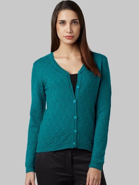 

Park Avenue Woman Green Self Design Cardigan Sweater