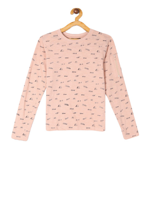 

Cherokee Boys Pink Printed Henley Neck Pure Cotton T-shirt