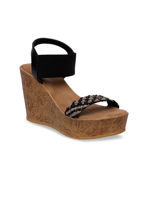 

Inc 5 Women Black Woven Design Flatform Heels
