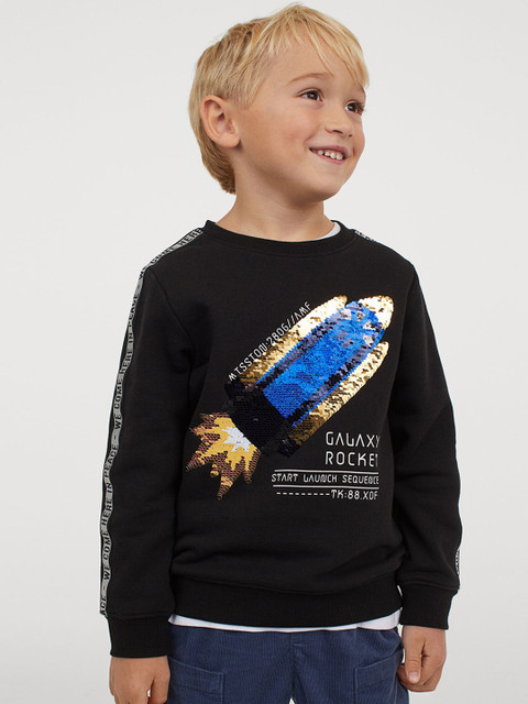 

H&M Boys Black Reversible Sequined Sweatshirt