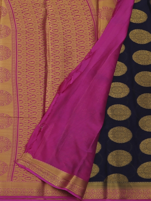 

Pothys Navy Blue & Pink Poly Georgette Woven Design Saree