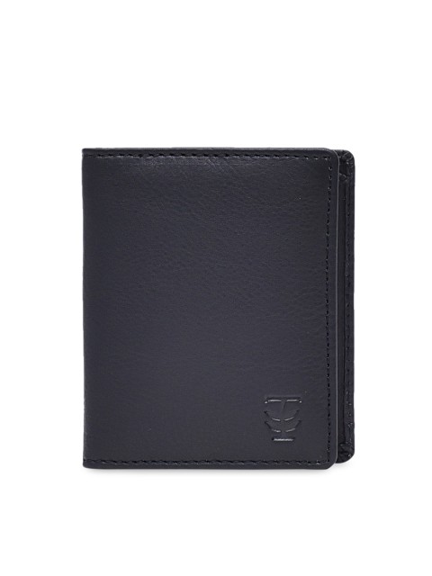 

TRENDERS Men Black Solid Two Fold Leather Wallet