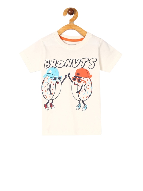 

Cherokee Boys Off-White & Blue Printed Round Neck T-shirt